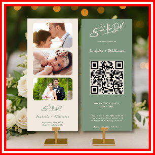 Sage Green Photo QR Code   Modern Save the Date