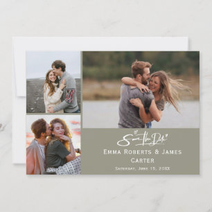 Sage Green Photo Save the Date Card
