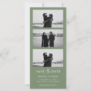 Sage Green Photo Strip QR Code Save The Date