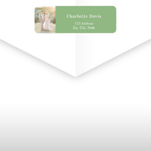 Sage green photo wedding return address