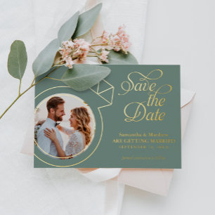 Sage Green Photo Wedding Save The Date
