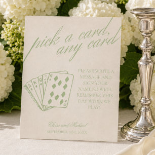 Sage Green Pick A Card Any Card Guestbook Pedestal Sign