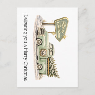 Sage Green Pickup Christmas Greeting Postcard