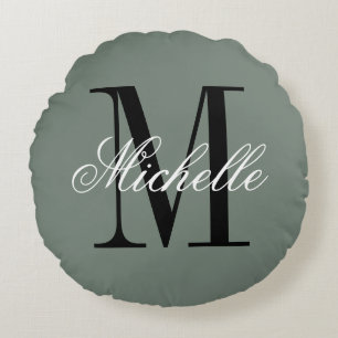 Sage green pillow cushion with custom monogram