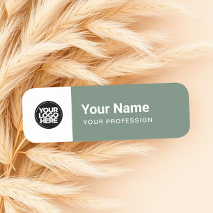 Sage Green Pin Name Tag or Magnetic with Logo
