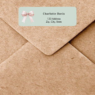 Sage green pink bow return address 