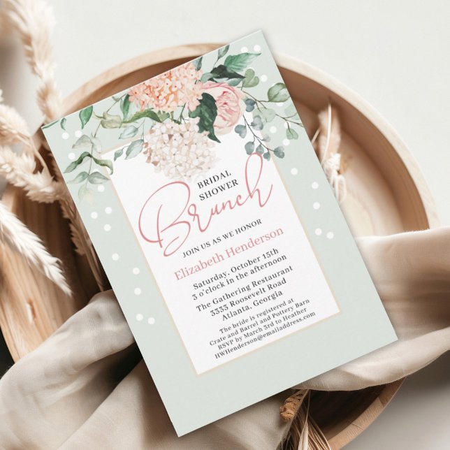 Sage Green Pink Floral Bridal Shower Brunch Invitation (Creator Uploaded)