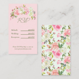Sage Green & Pink Floral Multi Event Details Card