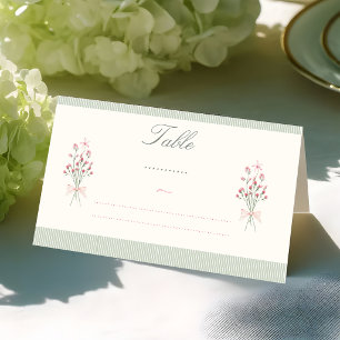 Sage green pink Fresh off the market bridal shower Place Card