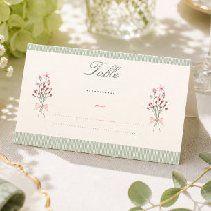 Sage green pink Fresh off the market bridal shower Place Card
