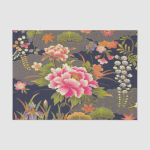 Sage Green Pink Japanese Kimono Floral Decoupage Tissue Paper