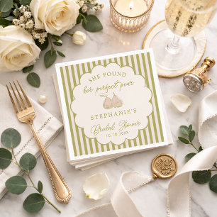 Sage Green Pink Preppy Perfect Pear Bridal Shower Napkin