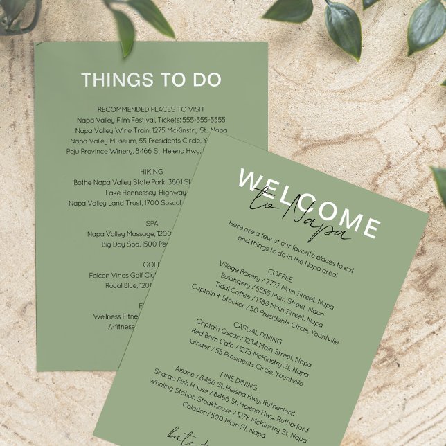 Sage Green Places to Eat and Things to Do Card (Creator Uploaded)