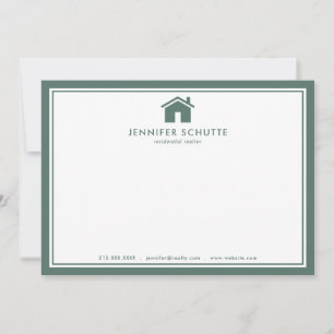 Sage Green Plaid Personalised Real Estate Agent Card