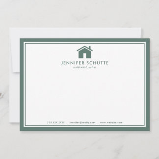 Sage Green Plaid Personalised Real Estate Agent Card