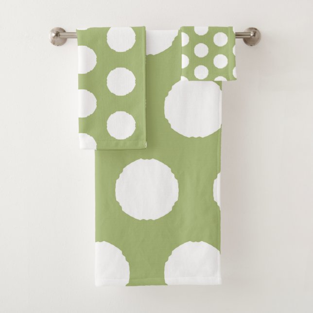 Sage Green Polka Dots Bath Towel Set (Insitu)
