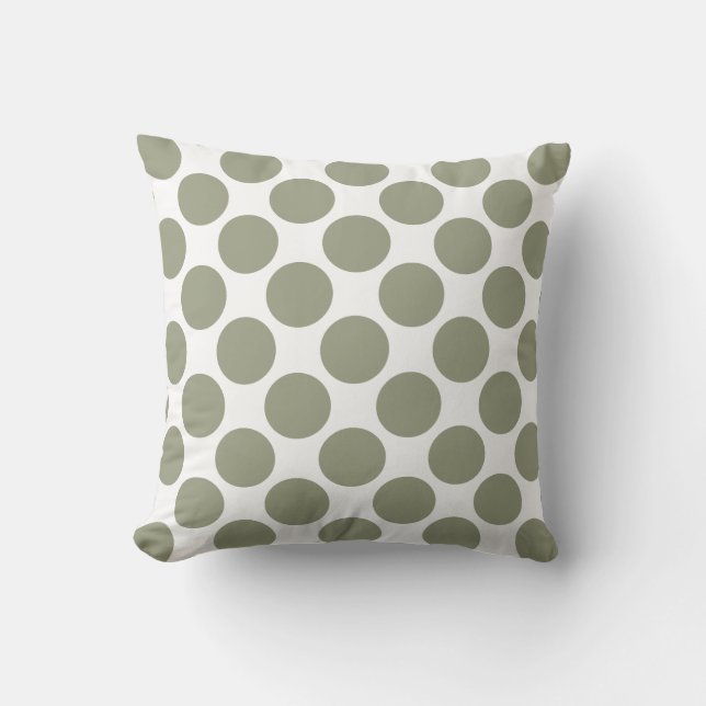 Sage Green Polka Dots Cushion (Front)