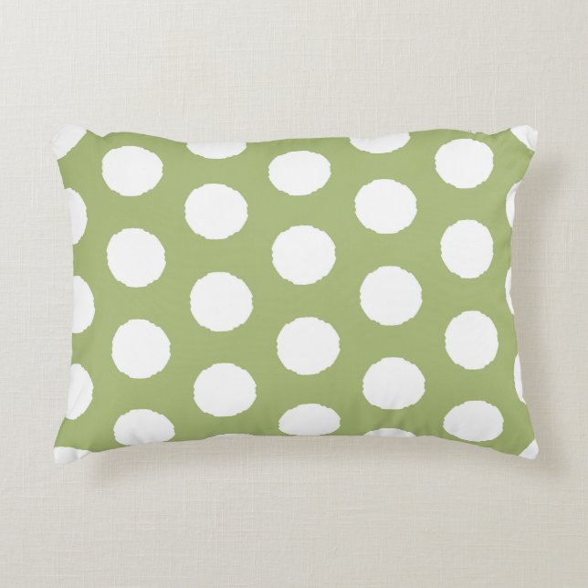 Sage Green Polka Dots Decorative Cushion (Front)