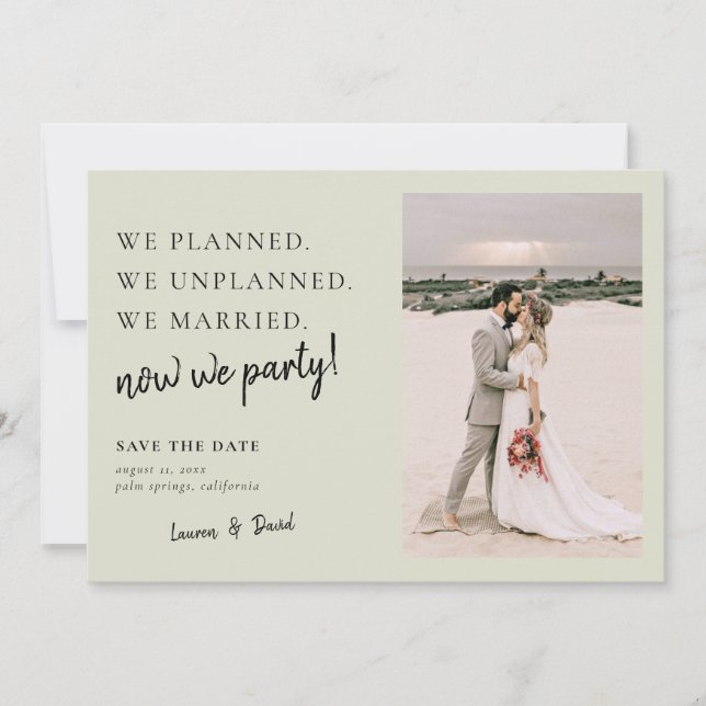 Sage Green Post Wedding Update Save the Date (Front)