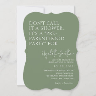 Sage Green Pre - Parenthood Party   Baby Shower  Invitation