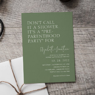 Sage Green Pre - Parenthood Party   Baby Shower  Invitation