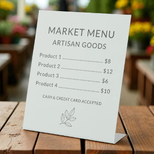 Sage Green Price List Minimalist Small Business  Pedestal Sign