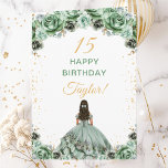 Sage Green Princess Floral Happy Birthday Card<br><div class="desc">This elegant and glamourous birthday card can be personalised with a name or title such as daughter, granddaughter, niece, friend etc. The design features a beautiful princess with dark hair in a sage green ball gown. The text combines handwritten script and modern sans serif fonts for a classy and sophisticated...</div>