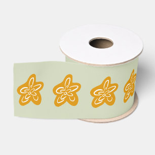 Sage Green Princess Golden Flowers Birthday Grosgrain Ribbon