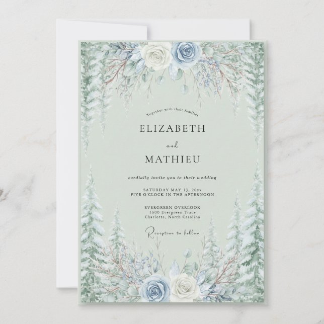 Sage Green Pristine Forest Wedding Invitation (Front)