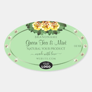 Sage Green Product Labels Yellow Roses Jewels Logo
