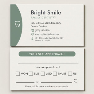 Sage Green Professional Dental Appointment Card