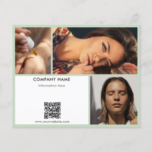Sage Green Promotional Beauty Salon Photo QR Code Flyer
