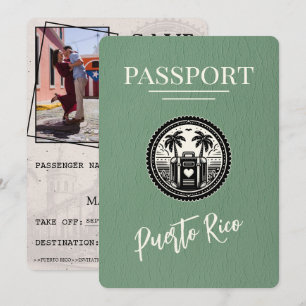 Sage Green Puerto Rico Passport Save The Date