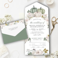 Sage Green Pumpkin and White Floral Wedding
