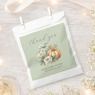 Sage Green Pumpkin Fall Baby Shower Thank You Favour Bags