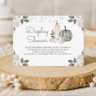 Sage Green Pumpkin Floral Fall Display Shower Enclosure Card