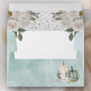 Sage Green Pumpkin Floral Fall Envelope