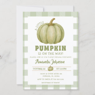 Sage Green Pumpkin is on the way Baby Shower Invitation