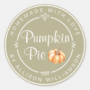 Sage Green Pumpkin Pie Homemade Classic Round Sticker