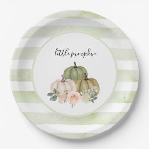 Sage Green Pumpkin Plates Rustic Fall Baby Shower
