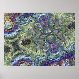 Sage green, purple blue Motif Abstract Poster