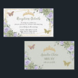 Sage Green Purple Floral Quinceañera Reception Enclosure Card<br><div class="desc">Personalise these chic reception / details enclosure cards with your details easily and quickly,  simply press the customise it button to further re-arrange and format the style and placement of the text. (c) The Happy Cat Studio</div>