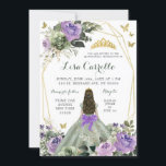 Sage Green Purple Lilac Bow Princess Quinceañera Invitation<br><div class="desc">Enchanted Forest Sage Green Purple Lilac Bow Princess Quinceañera Invitation</div>