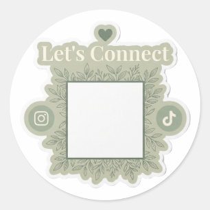 Sage Green QR Code Let's Connect Small Business St Classic Round Sticker