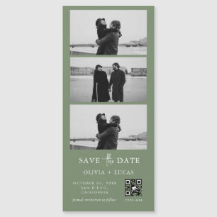 Sage Green QR Code Photo Strip Magnetic Wedding