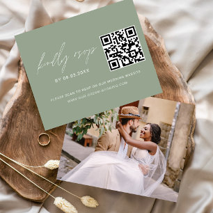 Sage Green QR Code RSVP Photo Wedding Website Flyer