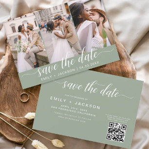 Sage Green QR Code - Save the Date 3 Photo
