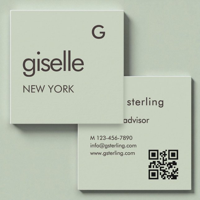 Sage Green QR Code Square Business Card (Creator Uploaded)
