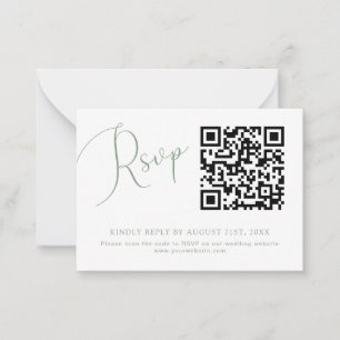 Sage Green  QR Code Wedding Website RSVP Card