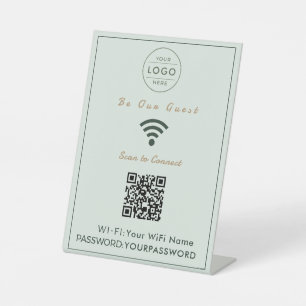 Sage Green QR Code WiFi Be Our Guest Sign